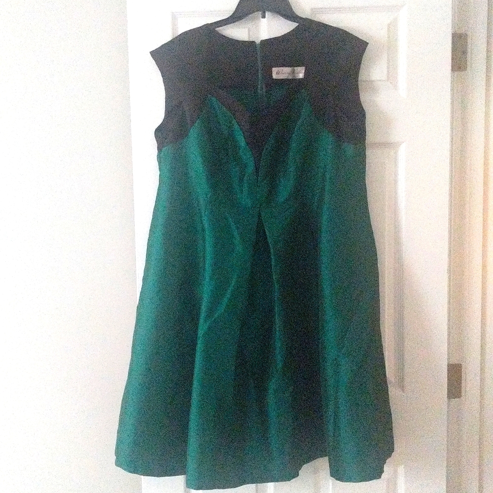 Cherry Velvet Plus Size Formal Emerald Green Dress, 1X
